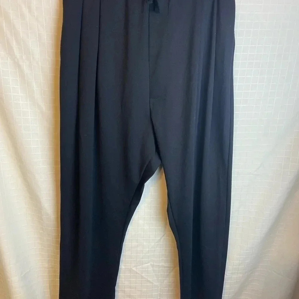 ZARA Professional Pleated High Rise Relaxed Trouser Pants Pockets  Size L Black